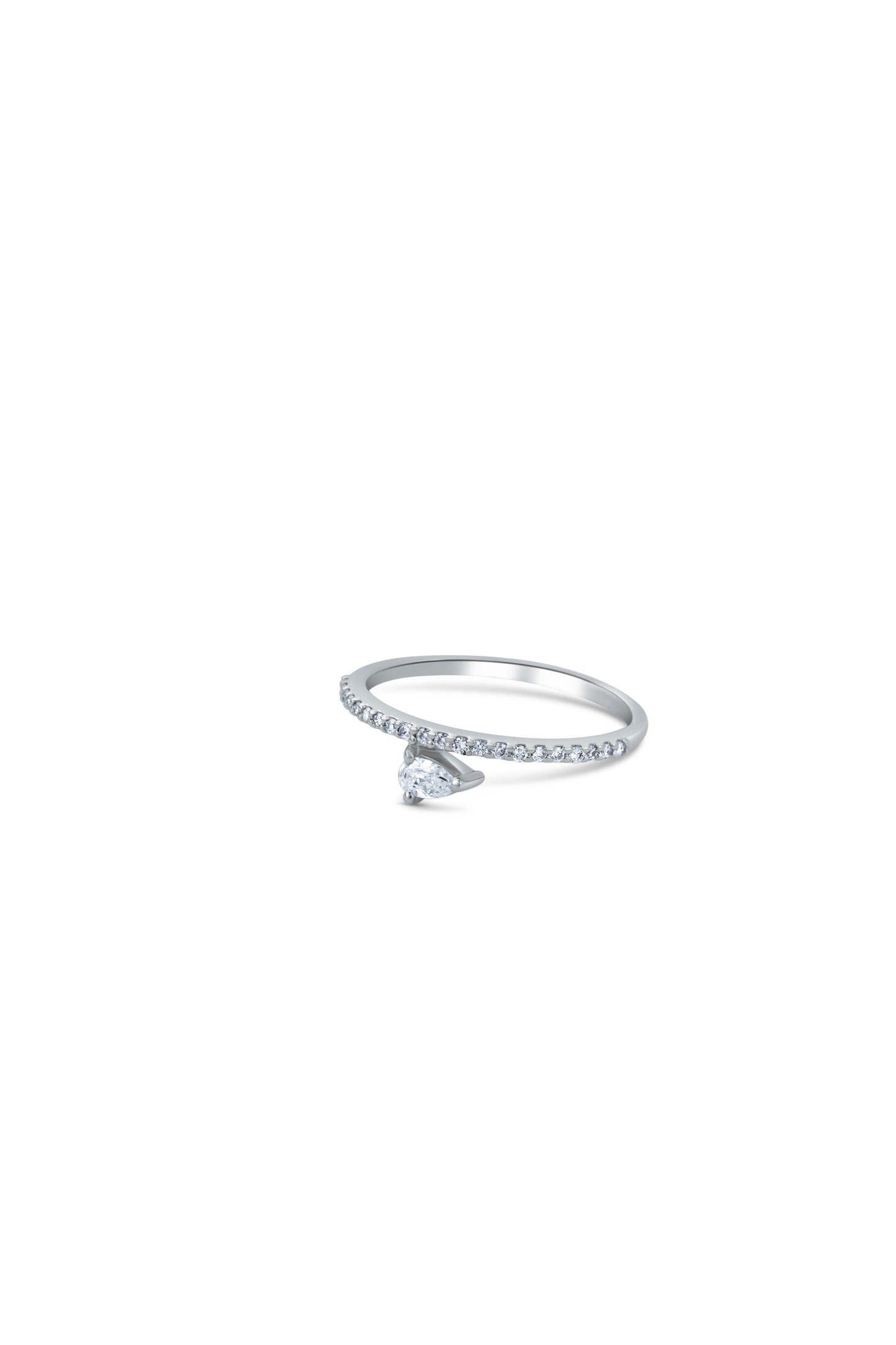 Diamond solitaire drop on diamond pavè band