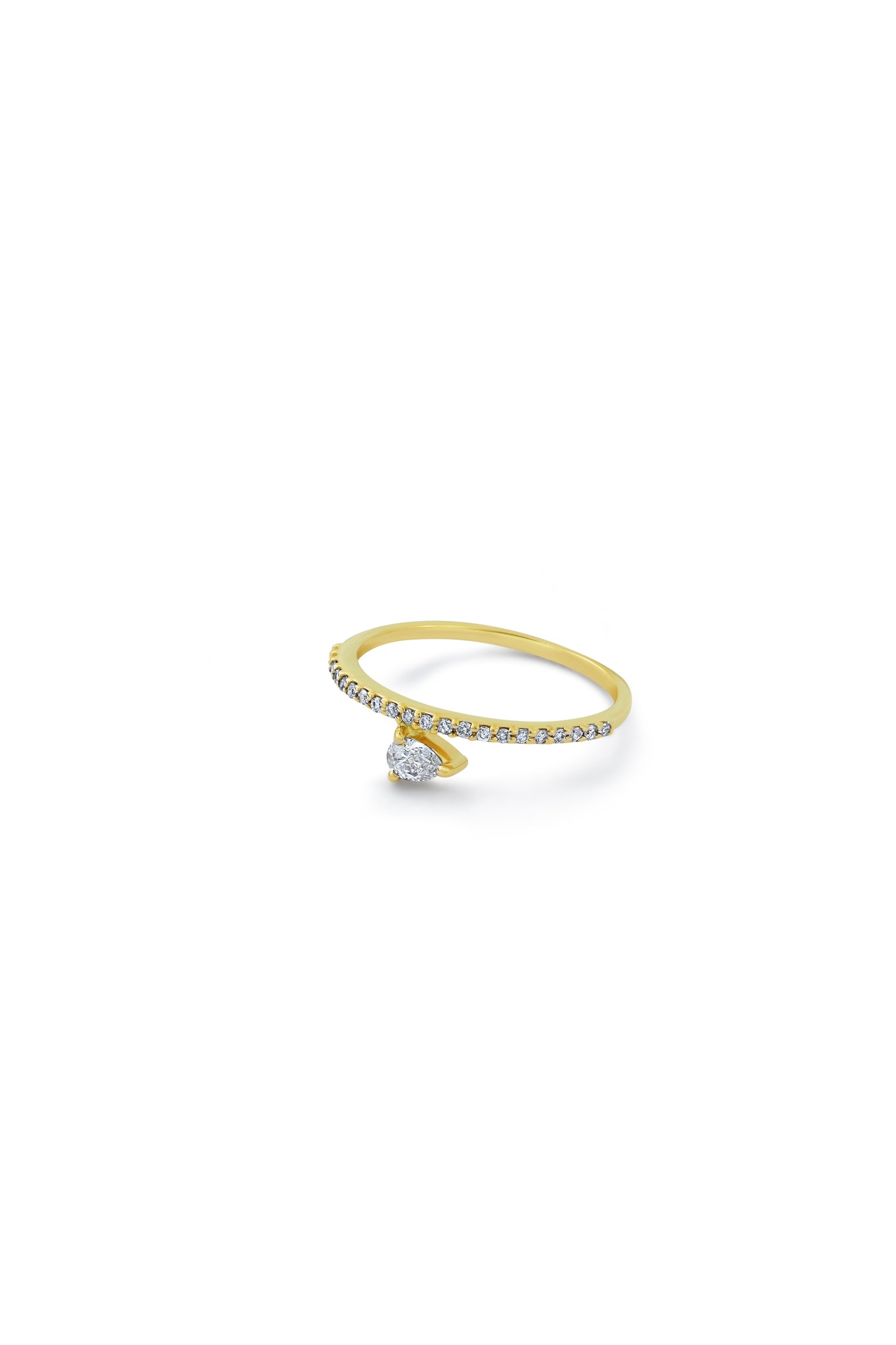 Diamond solitaire drop on diamond pavè band