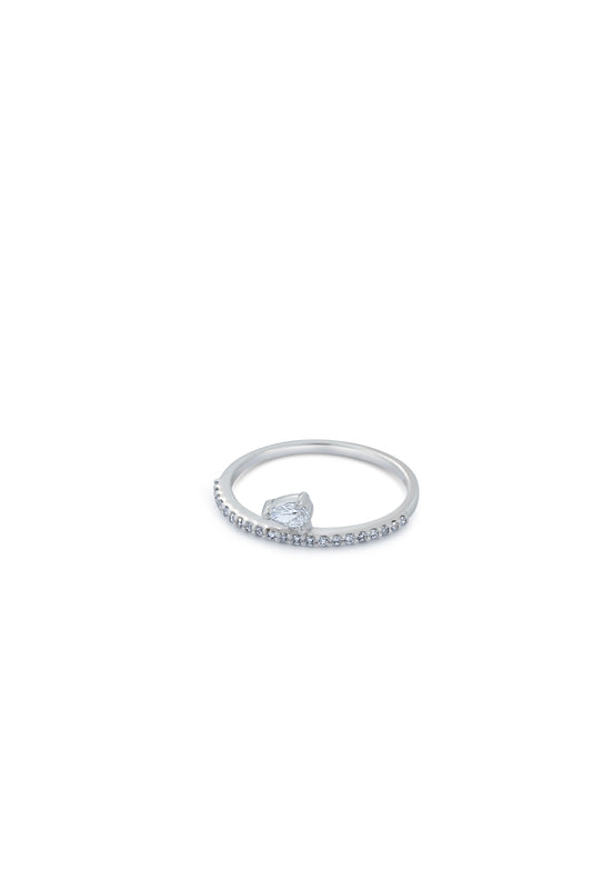 Diamond solitaire drop on diamond pavè band